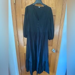Old Navy Black Buttoned Tiered Sundress